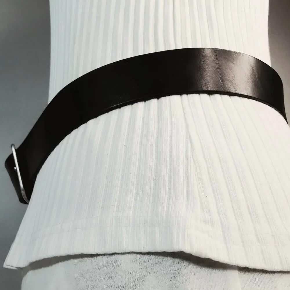 Banana Republic Womens Black Genuine Italian Leather Wide Belt Size Small